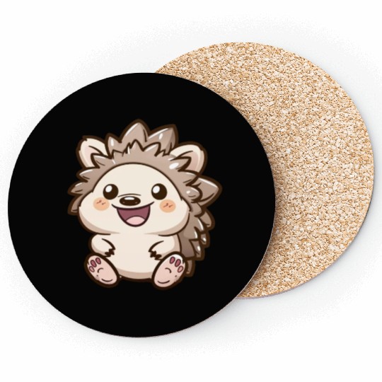 Adorable Smiling Hedgehog Cartoon Coasters