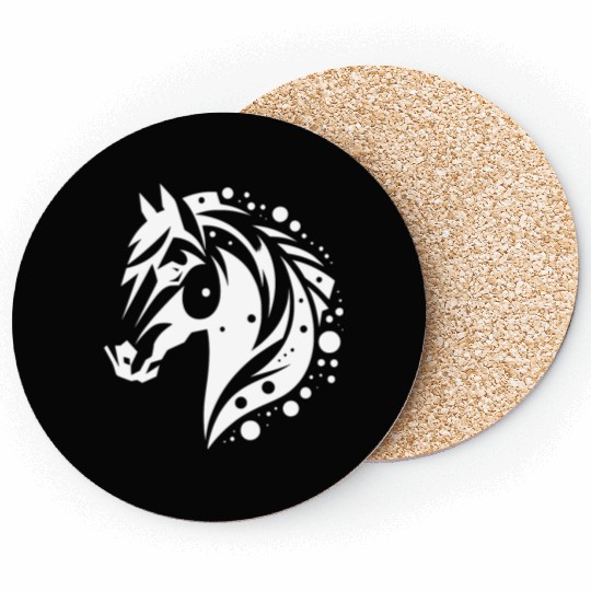 Horse Head Vintage Tribal Portrait Pony Tattoo Coasters