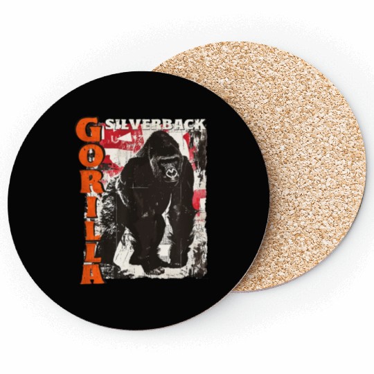Gorilla Monkey Growling Silverback Coasters