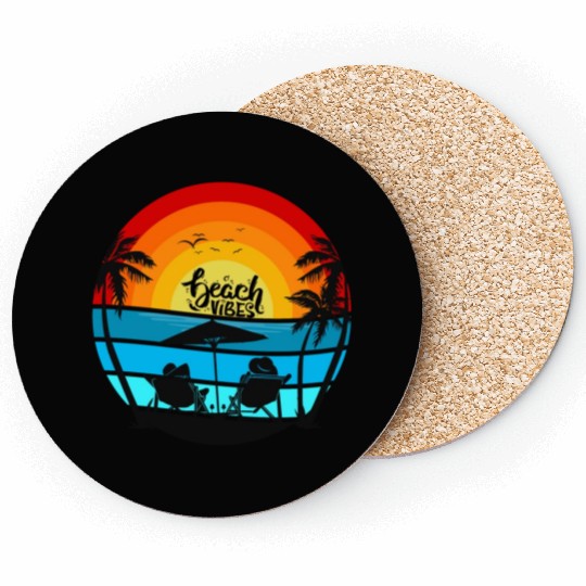 Beach Vibes - Ocean Scene - Adults & Cocktails Coasters