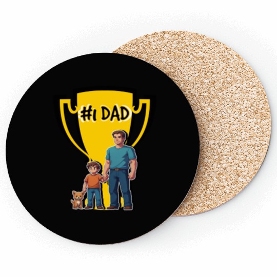 art father and son 8bits number 1 dad Coasters