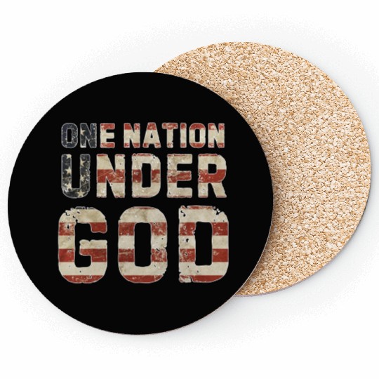 US American Flag One Nation Under God 4th Of July Coasters