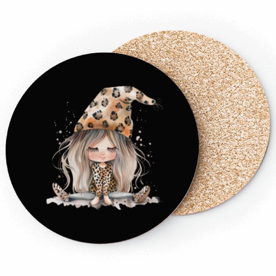 Leopard Print Gnome Clipart Images, Girly Coasters