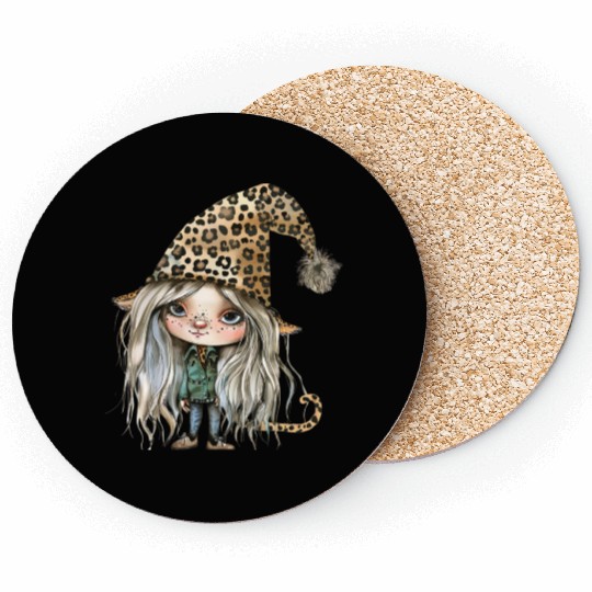 Leopard Print Gnome Clipart Images, Girly Coasters