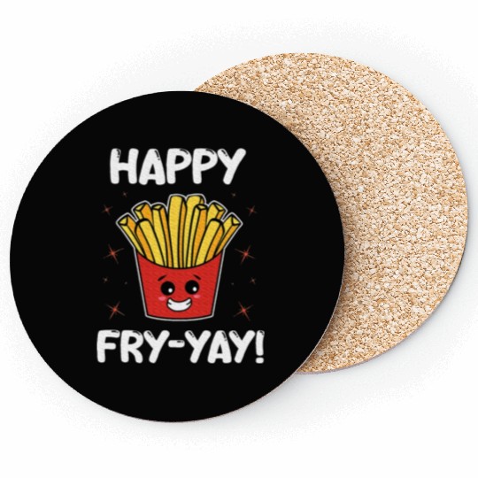 French Fries Anime Lover Happy Fry yay Coasters