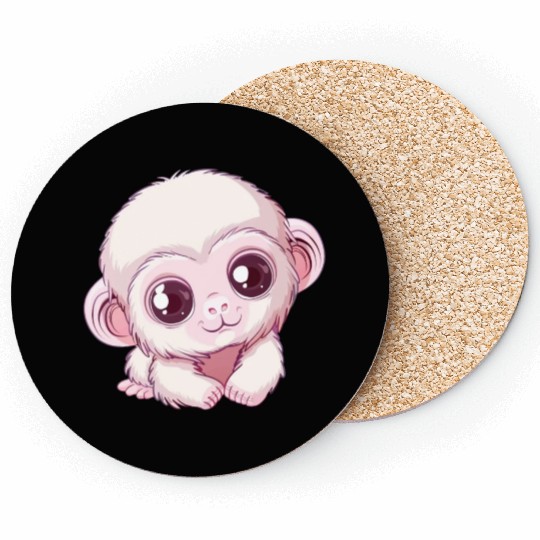Adorable Wide-Eyed Baby Monkey Coasters