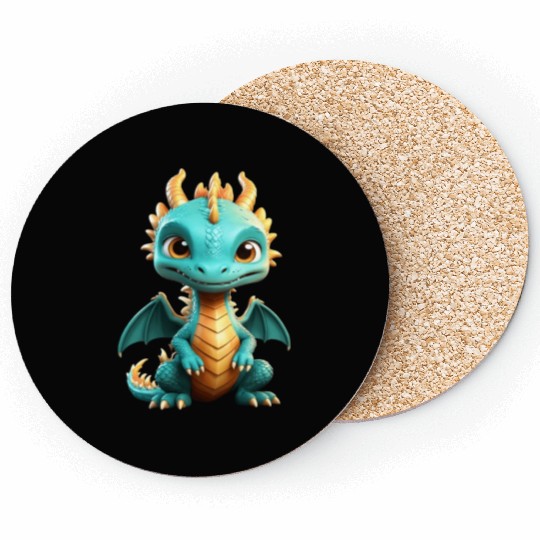 Chibi green dragon Coasters