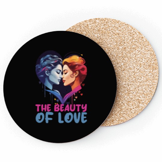 THE BEAUTY OF LOVE, TWO LESBIAN WOMEN KISSING Coasters