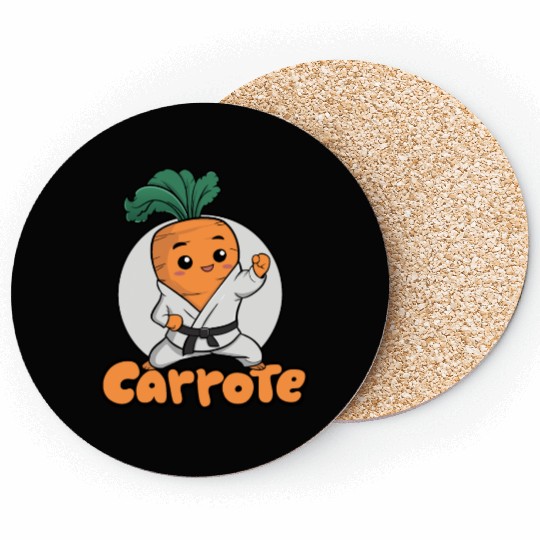 Cute Karate Carrot Design Coasters