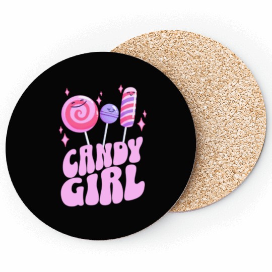 Sweet Pink Candy Girl Coasters