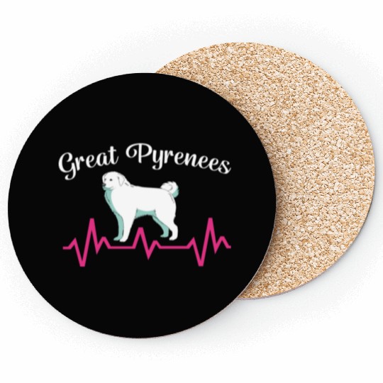 Pet Lover Great Pyrenees Dog Heartbeat Coasters