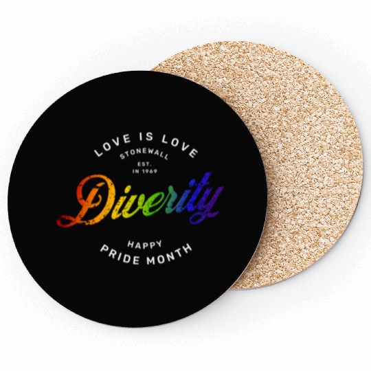 Love Is Love Gay Pride Colors Of Rainbow LGBTQ+ Coasters