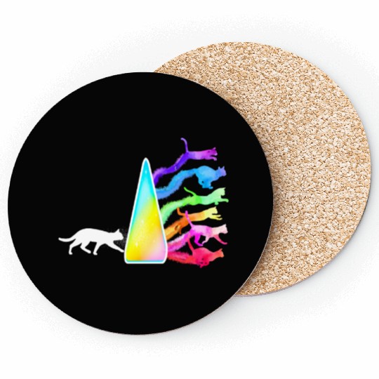 Funny Science Nerd, Geek Cat Physics Rainbow Coasters