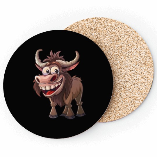Happy Yak Cartoon Character Fun Coasters