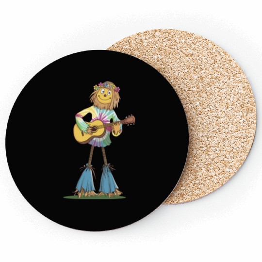 Hippie Scarecrow Playing Guitar Coasters