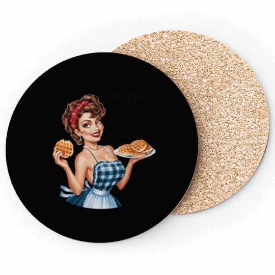 Waffle Delight: Retro Housewife Humor Coasters