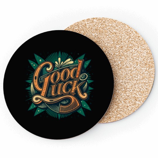 Orange and Green Good luck Graphic Coasters