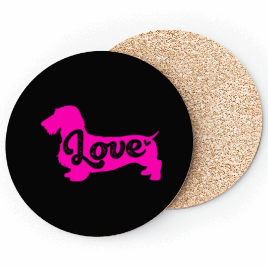 Dog Silhouette I Love My Wirehaired Dachshund Coasters