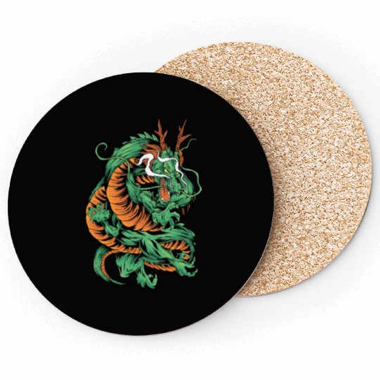 Angry Japanese Dragon Tattoo Coasters