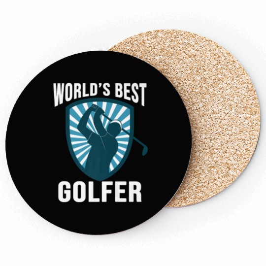 Worlds best golfer clothes Premium Coasters