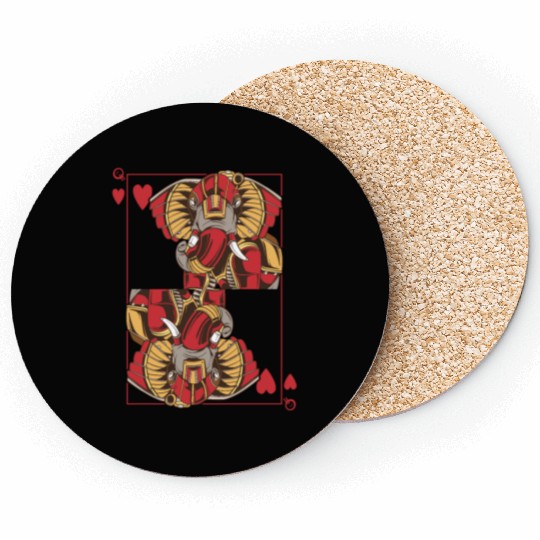 Elephant Steampunk Card Game Heart Queen Poker Coasters