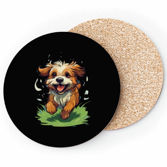 running dog on the grass Coasters