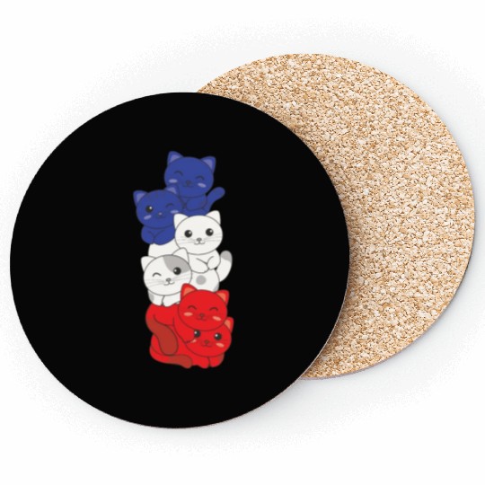 French Flag Cat French France Coasters