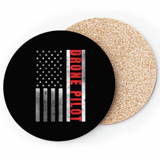 Drone Pilot Vintage US Flag Proud Quadcopter Coasters