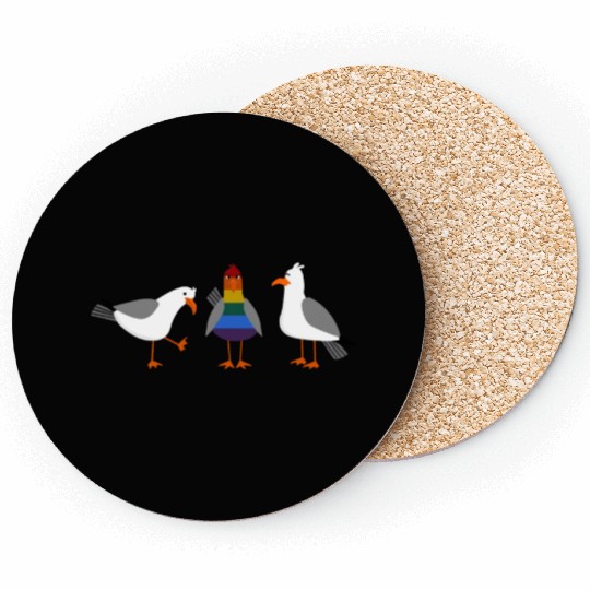 Seagull LGBT Gay Lesbian Rainbow Flagge Coasters