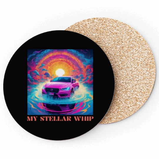 Synthwave Art Futuristic Car Coasters