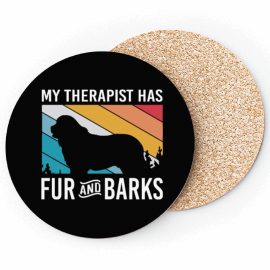 My Therapist Has Fur And Barks Retro Therapy Dog Coasters