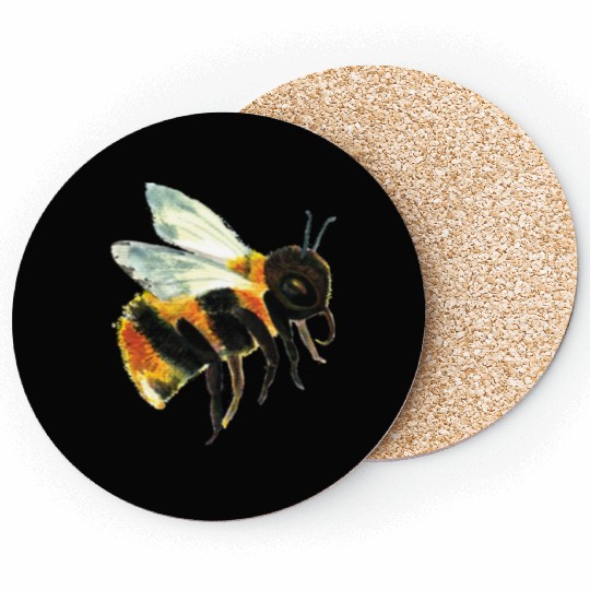 Cute Bumble Bee Flying Illustration Coasters