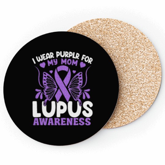 I Wear Purple For My Mom Lupus Awareness Design Coasters
