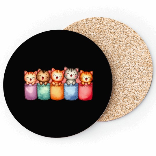 Kittens in colorful pockets Coasters