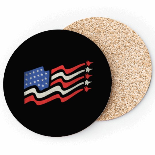 American Flag Apparel with Jet 4th of July Coasters