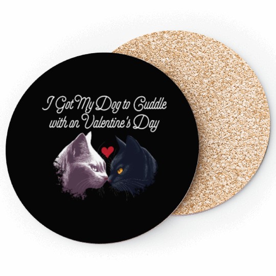 Cuddling My Dog on Valentines Day Funny Matching C Coasters