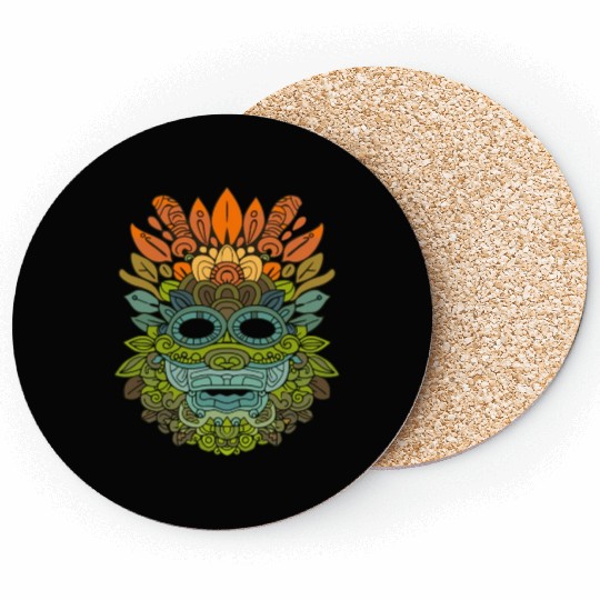 Maya God Mayan Mythology Itzamna Colorful Tribal Coasters