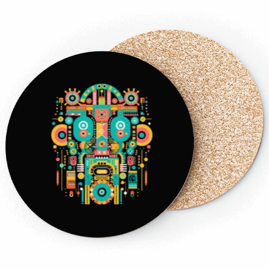 Maya God Mayan Mythology Itzamna Mask Art Coasters