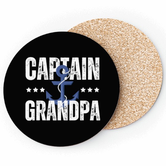 Captain Grandpa with anchor Cruise Captain Boating Coasters