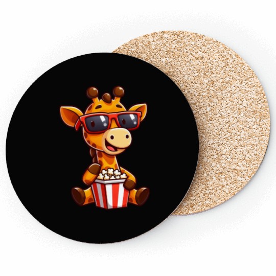Cool giraffe popcorn cinema movie film lover Coasters
