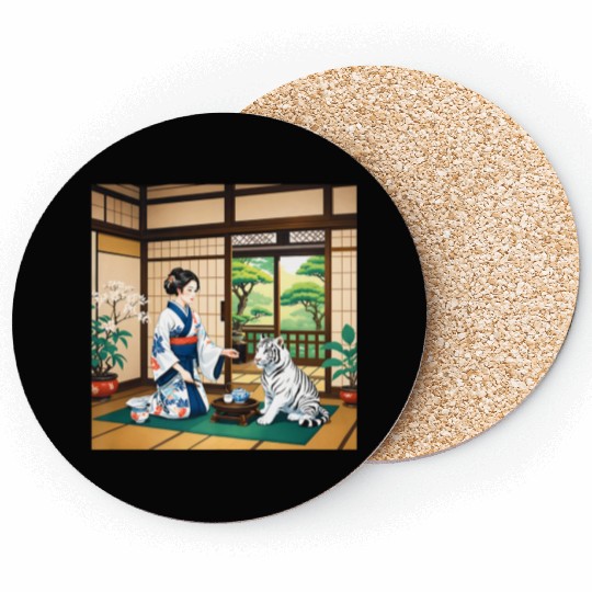 Fantasy Kimono Tiger Premium Coasters