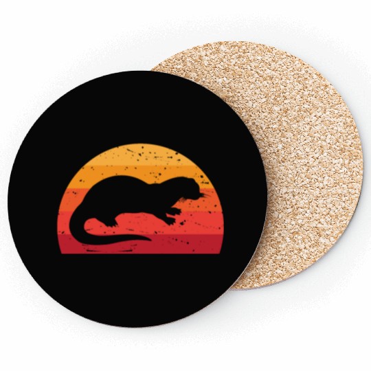 Sea Otter Sunset Retro Cute Lutra Animal Lover Fun Coasters