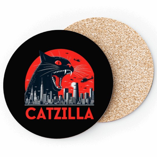 Catzilla Cat Japanese Premium Coasters