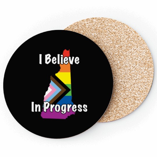 New Hampshire Pride Believe in Progress Flag Coasters