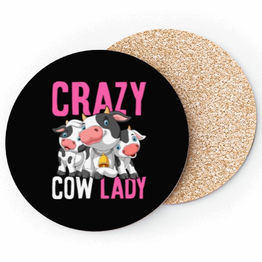Crazy Cow Lady Funny Cattle Heifer Girl Female Far Coasters