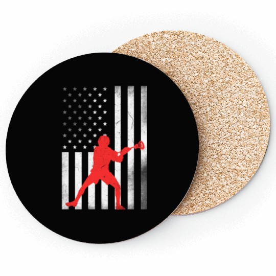 Lacrosse Vintage US Flag Proud Lacrosse Coasters