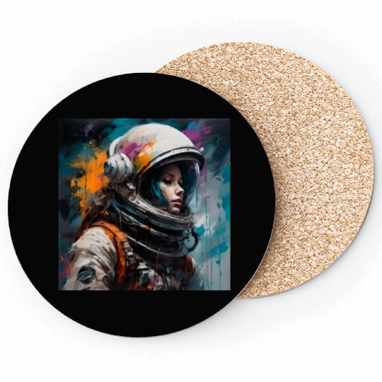 Goth Punk Astronaut Girl Space Cosmos Galaxy Art Coasters
