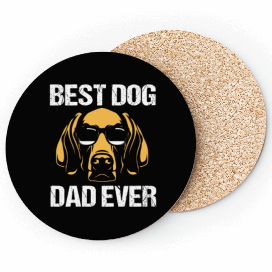 Fathers Day Dog Wearing Sunglasses Weimaraner Dad Coasters