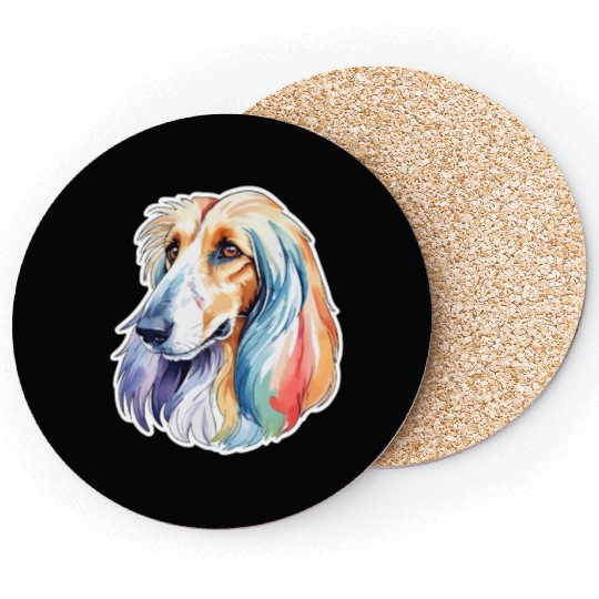 Afghan Hound Dog Watercolor Coasters