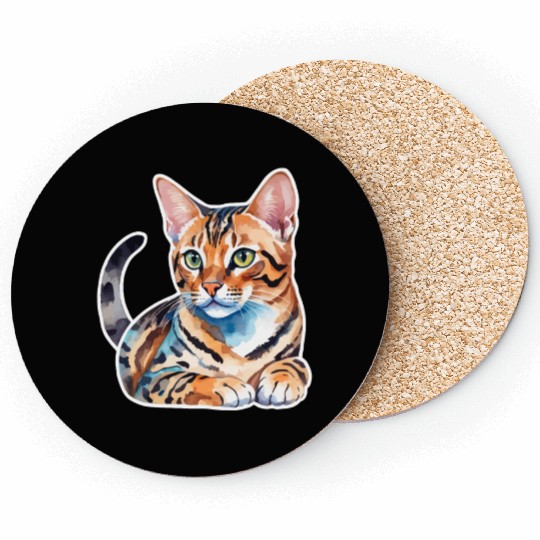 Leopard Cat Watercolor Coasters